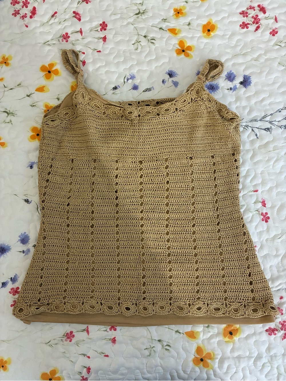 INC International Concepts Beige Crochet Knit Camisole